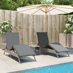 vidaXL Chaises longues lot de 2 avec table gris résine tressée