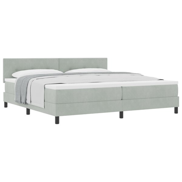 Lit à ressort vidaXL avec matelas Gris clair 200x200 cm Velours