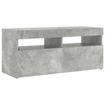 vidaXL Meuble TV avec lumières LED gris béton 90x35x40 cm