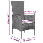 vidaXL Ensemble à manger de jardin 9 Pièces coussins gris résine tressée
