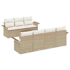 vidaXL Ensemble de canapé de jardin 8 Pièces Beige Poly rotin