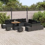 vidaXL Ensemble de canapé de jardin 13 Pièces Noir Poly rotin