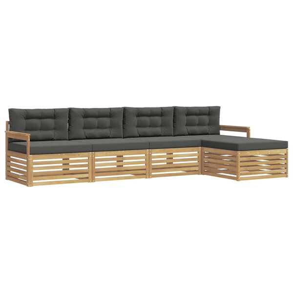 vidaXL Ensemble de canapés d'extérieur 5 Pièces Blanc et anthracite