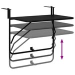 vidaXL Table Suspendue de Balcon Noir 60 x 39 x 65 cm Acier
