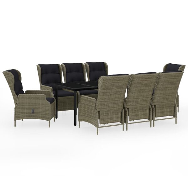 vidaXL Ensemble à manger de jardin 9 Pièces Marron