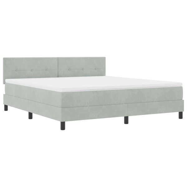 Lit Box Spring vidaXL avec Matelas Gris Clair Super King Velours