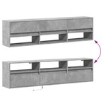 vidaXL Meuble TV mural avec LED gris béton 180x31x45 cm