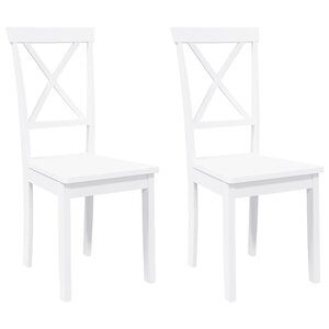 vidaXL Chaises à manger 2 Pièces blanc bois massif caoutchouc