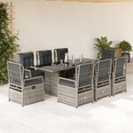 vidaXL Ensemble à manger de jardin 9 Pièces coussins gris résine tressée
