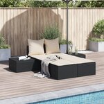 vidaXL Chaise longue double avec coussins noir résine tressée