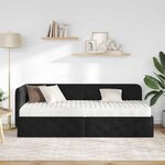 vidaXL Cadre de lit d'angle avec matelas Noir 80 x 200 cm Velours
