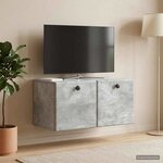 vidaXL Meuble TV mural 59 5 x 31 x 30 cm Gris béton Bois d'ingénierie