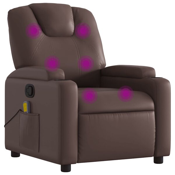 vidaXL Fauteuil de massage inclinable Marron Similicuir
