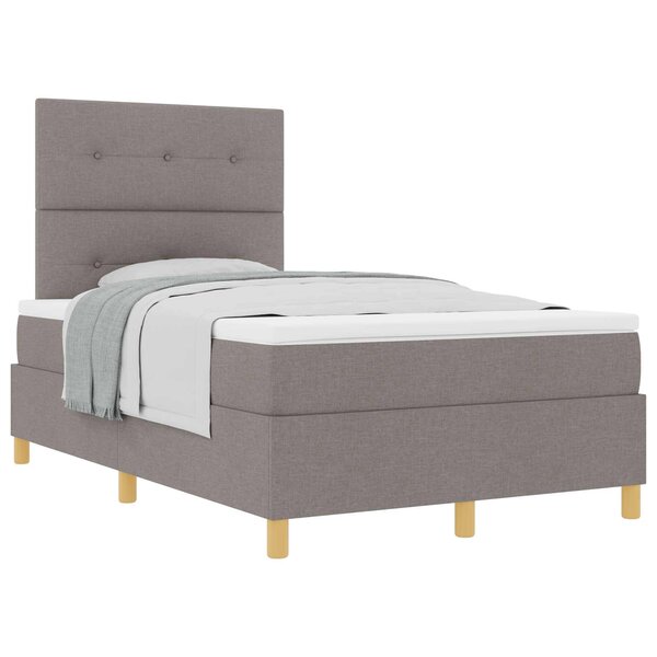 vidaXL Lit à ressorts avec tête de lit Taupe 120 x 200 cm tissu