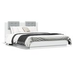 vidaXL Cadre de lit avec tête de lit blanc 135x190cm bois d'ingénierie