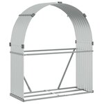 vidaXL Porte-bûches argenté 120x45x140 cm acier galvanisé