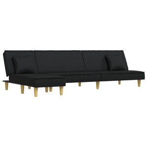 vidaXL Canapé-lit en forme de L noir 255x140x70 cm tissu