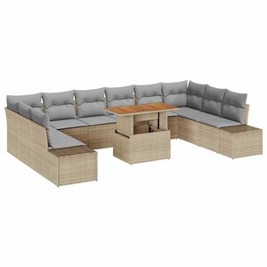 vidaXL Ensemble de canapé de jardin avec coussin 11 Pièces Beige et gris