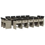 vidaXL Ensemble à manger de jardin et coussins 15 Pièces gris clair rotin