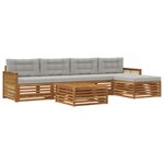 vidaXL Ensemble de canapés d'extérieur 6 pc Naturel et gris clair