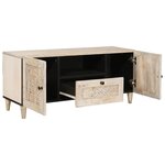 vidaXL Meuble TV Blanc 105 x 33 x 46 cm bois de manguier massif