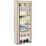 vidaXL Armoire à chaussures avec housse Crème 57x29x162 cm Tissu