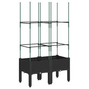 vidaXL Jardinière avec treillis noir 80x40x142 5 cm PP