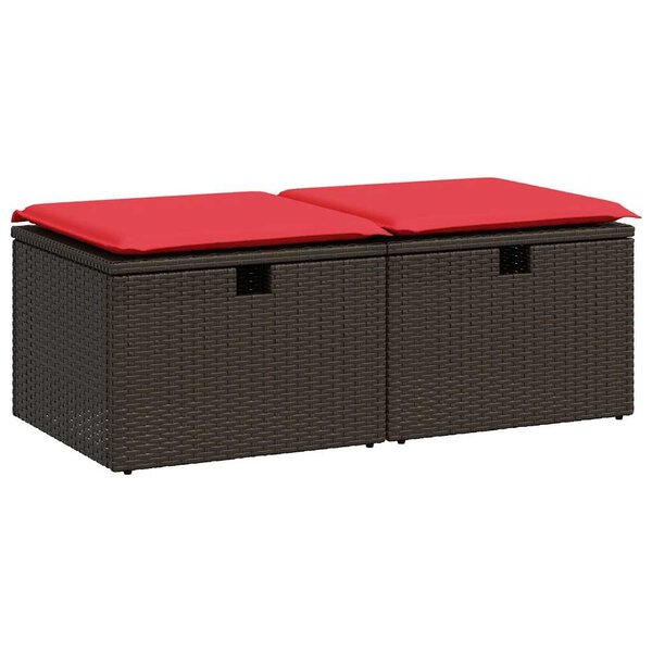 vidaXL Salon de jardin avec coussins 2Pièces marron résine tressée acacia