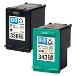 Pack de 2 cartouches d'encre authentiques HP 338/343 Noir et couleurs - programme SECOND