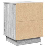 vidaXL Table de chevet avec lumières LED Gris Sonoma 39x34 5x50 cm