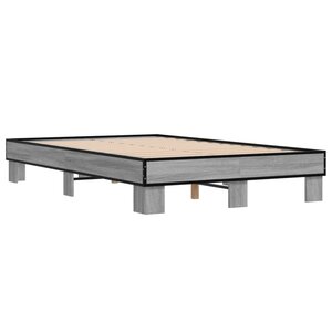 vidaXL Cadre de lit sonoma gris 135x190 cm bois d'ingénierie et métal