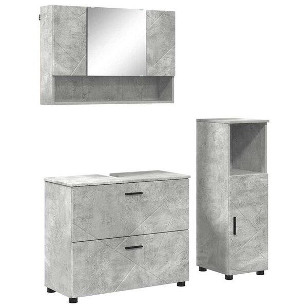 vidaXL Ensemble de mobilier de salle de bain 3 Pièces Gris béton