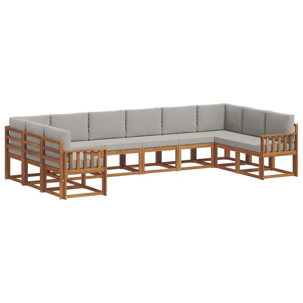 vidaXL Ensemble de canapés d'extérieur 10 Pièces Gris Naturel et Clair