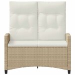 vidaXL Banc de jardin avec oreiller Beige et crème 105 x 60 x 112 cm