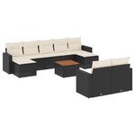vidaXL Salon de jardin 10 Pièces avec coussins noir résine tressée
