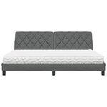vidaXL Lit avec matelas gris foncé 200x200 cm tissu