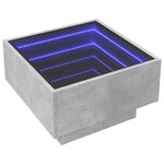 vidaXL Table basse avec LED gris béton 50x50x30 cm bois d'ingénierie