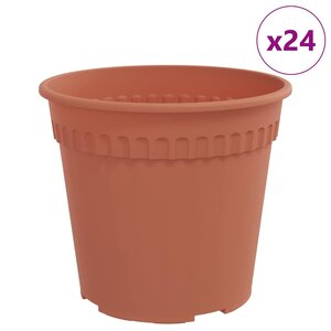 vidaXL Pot à fleurs rond 24 Pièces Rouge brique Ø 17 x 14 cm Plastique