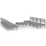 vidaXL Salon de jardin 9 Pièces Gris Bois de pin massif