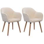 Chaises de salle à manger en velours 2 pièces blanc crème 19_0000368