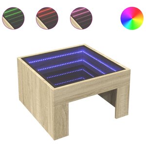 vidaXL Table basse avec LED infini chêne sonoma 50x50x30 cm