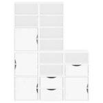 vidaXL Armoires latérales 5 Pièces ODDA blanc 40x24x79 cm bois massif pin