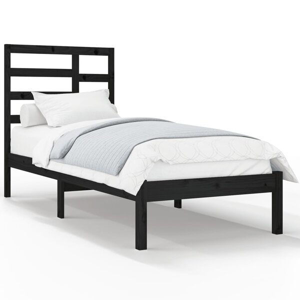 vidaXL Cadre de lit Noir Bois massif 100x200 cm