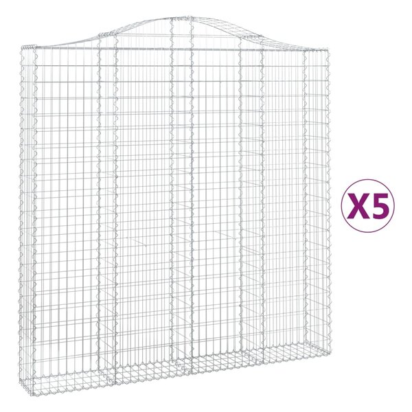 vidaXL Paniers à gabions arqués 5 Pièces 200x30x200/220 cm fer galvanisé