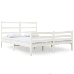vidaXL Cadre de lit sans matelas blanc bois massif