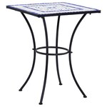 vidaXL Table de bistro mosaïque Bleu et blanc 60 cm Céramique
