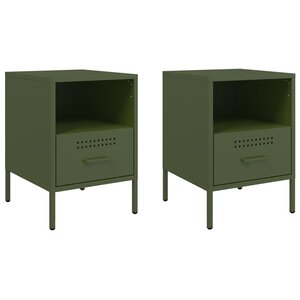 vidaXL Tables de chevet 2 Pièces vert olive 36x39x50 5 cm acier