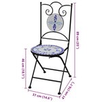 vidaXL Chaises pliables de bistro 2 Pièces Céramique Bleu et blanc