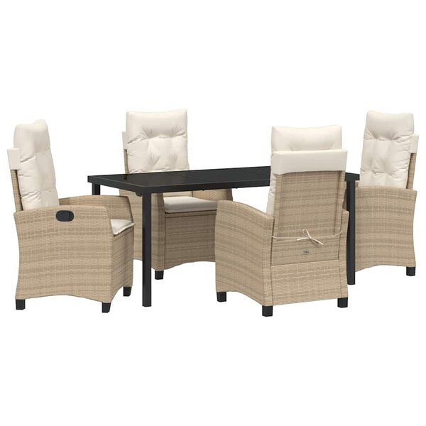 vidaXL Ensemble de salle à manger pour jardin 5 Pièces Beige polyrotin