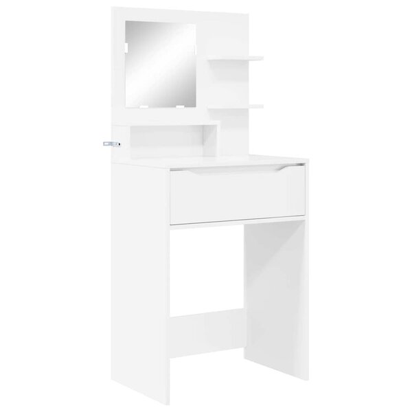 vidaXL Tables de maquillage pour chambre avec tiroir Blanc brillant